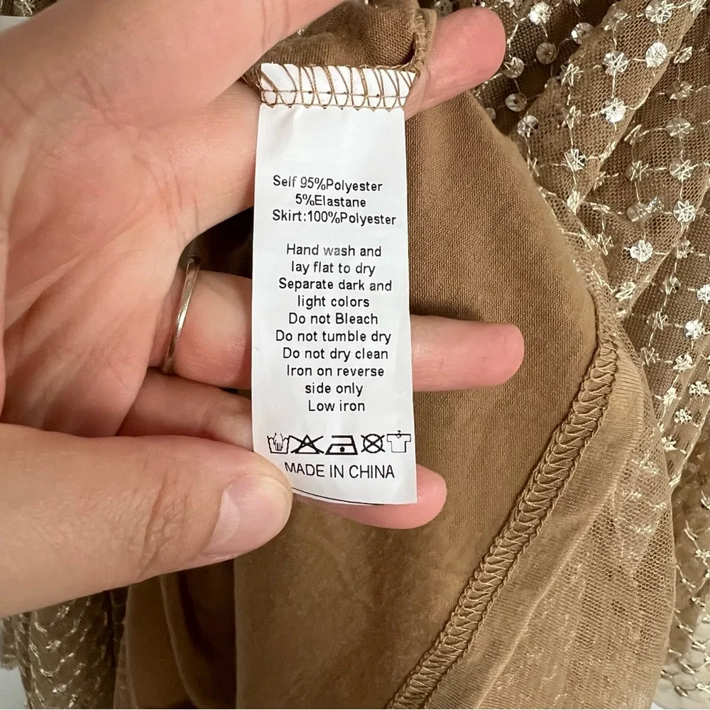 Joyfolie Girls Tina Dress Light Tan‎ Sparkle Boho Western Flowing Dress NWT, 10